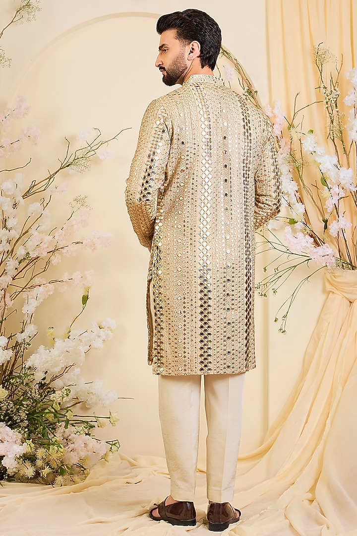 Gold Tissue Mirror Work Kurta by Kasbah Clothing at Pernia's Pop Up Shop