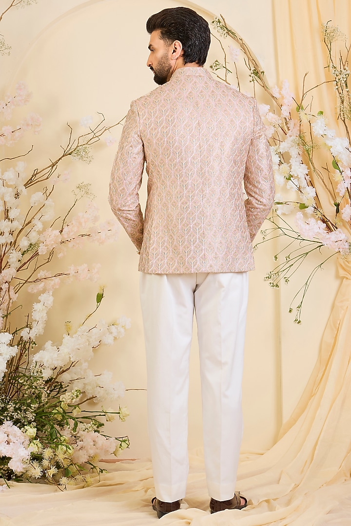 Multi-Colored Silk Threadwork Wedding Bandhgala by Kasbah Clothing at Pernia's Pop Up Shop
