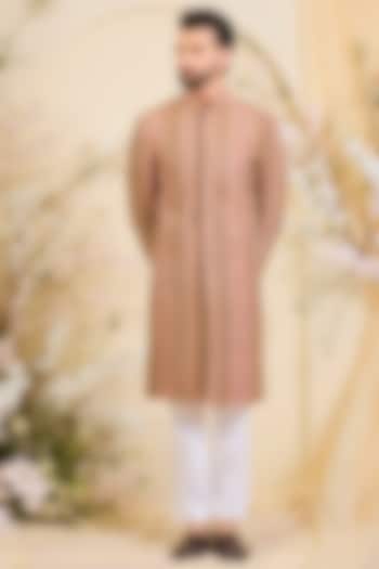 Pink Georgette Zari Embroidered Wedding Sherwani by Kasbah Clothing at Pernia's Pop Up Shop