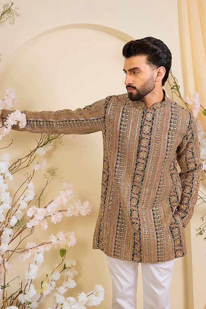 Multi-Colored Georgette Zari Work Short Kurta by Kasbah Clothing at Pernia's Pop Up Shop