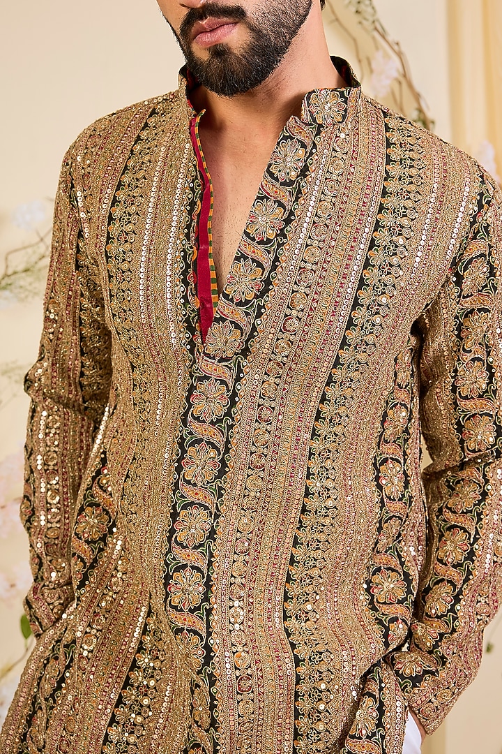 Multi-Colored Georgette Zari Work Short Kurta by Kasbah Clothing at Pernia's Pop Up Shop