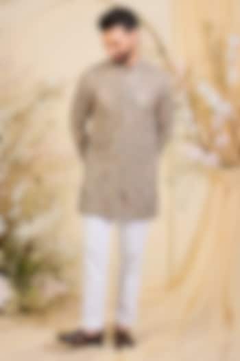 Beige Georgette Floral Embroidered Short Kurta by Kasbah Clothing at Pernia's Pop Up Shop