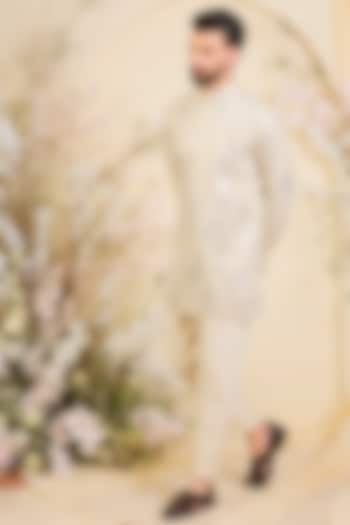 Gold Tissue Threadwork Short Kurta by Kasbah Clothing at Pernia's Pop Up Shop