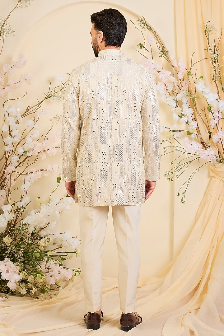 Gold Tissue Threadwork Short Kurta by Kasbah Clothing at Pernia's Pop Up Shop