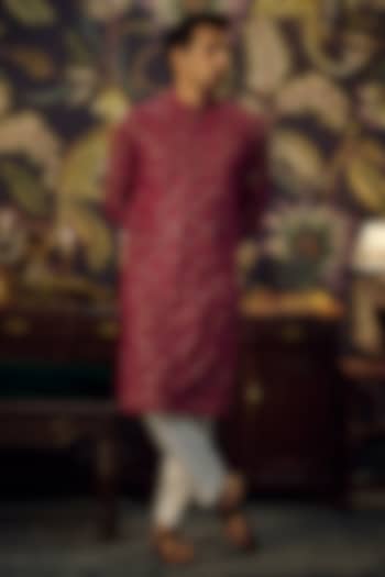 Maroon Georgette Sequins Work Kurta by Kasbah Clothing at Pernia's Pop Up Shop