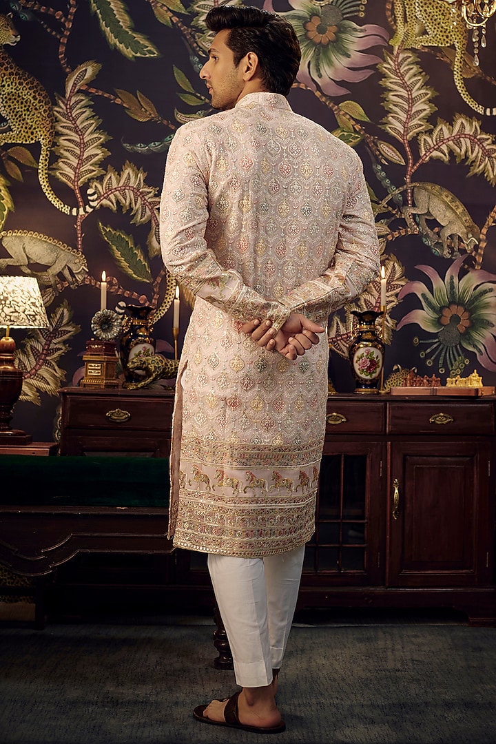Pink Georgette Embroidered Kurta by Kasbah Clothing at Pernia's Pop Up Shop