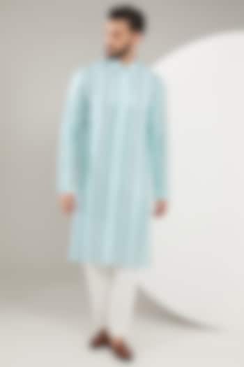 Blue Georgette Mirror Work Kurta Set by Kasbah Clothing