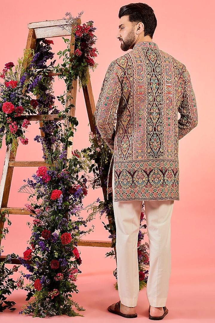 Pink Georgette Chikankari Embroidered Kurta by Kasbah Clothing at Pernia's Pop Up Shop