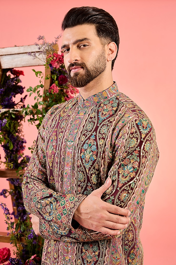 Pink Georgette Chikankari Embroidered Kurta by Kasbah Clothing at Pernia's Pop Up Shop