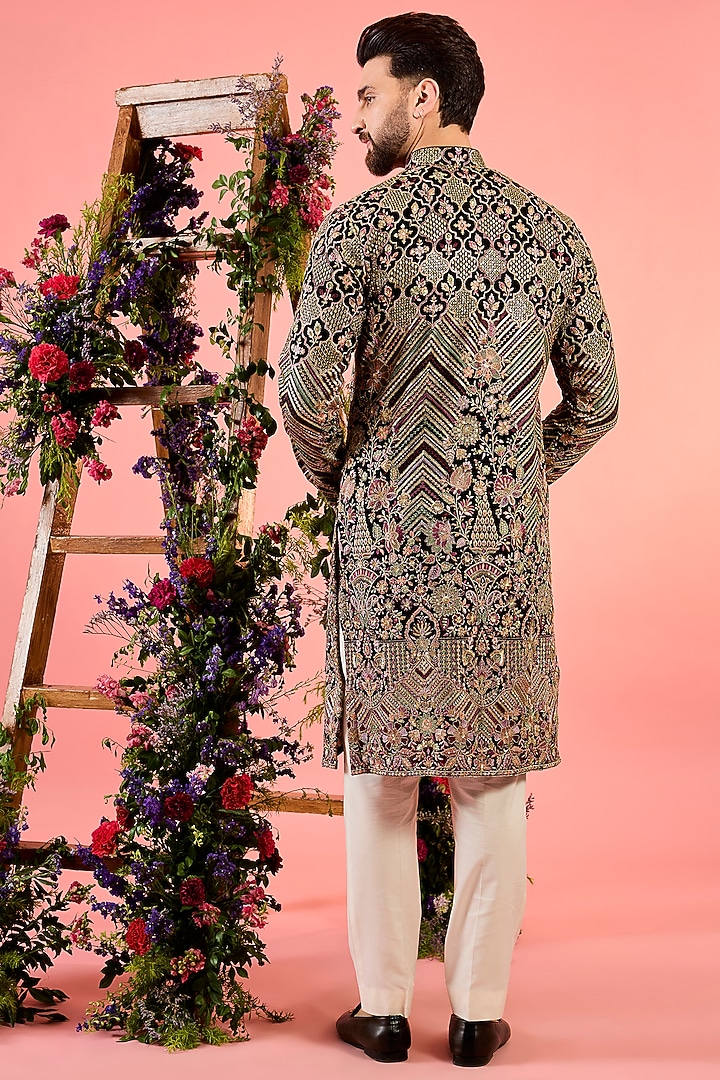 Multi-Colored Georgette Sequins Embroidered Kurta by Kasbah Clothing at Pernia's Pop Up Shop