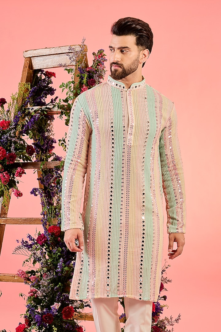 Multi-Colored Georgette Sequins Work Kurta by Kasbah Clothing at Pernia's Pop Up Shop