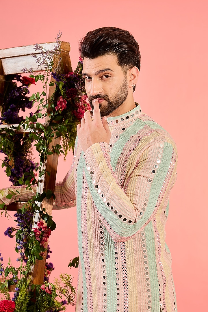 Multi-Colored Georgette Sequins Work Kurta by Kasbah Clothing at Pernia's Pop Up Shop
