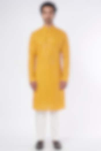 Mustard Embroidered Kurta by Kasbah Clothing at Pernia's Pop Up Shop