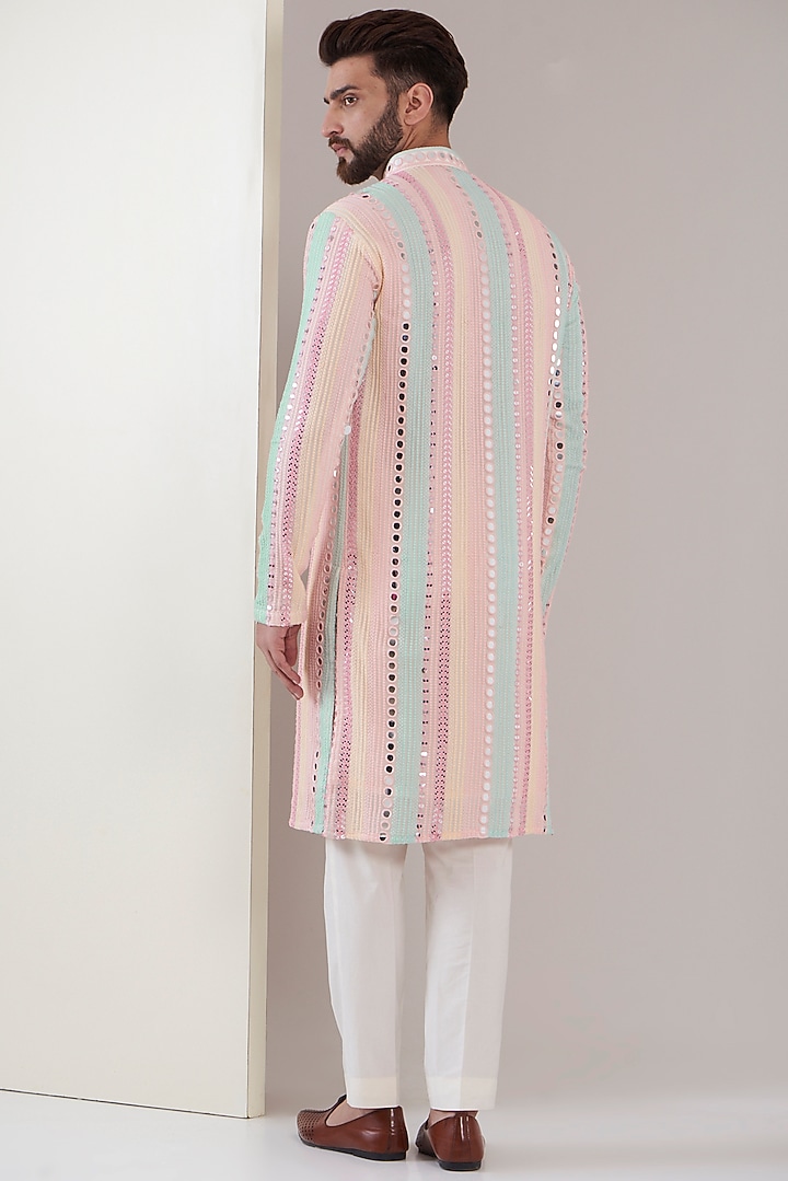 Multi-Colored Georgette Mirror & Thread Work Kurta by Kasbah Clothing at Pernia's Pop Up Shop