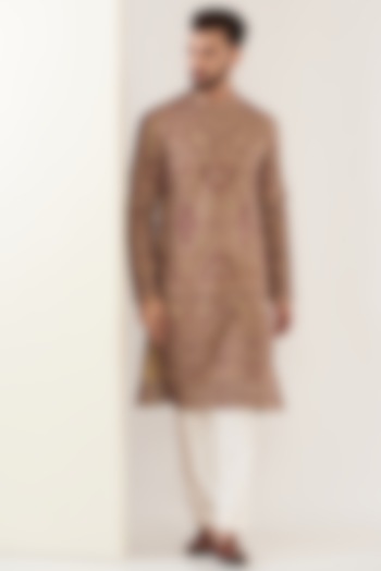 Beige Georgette Embroidered Kurta by Kasbah Clothing at Pernia's Pop Up Shop