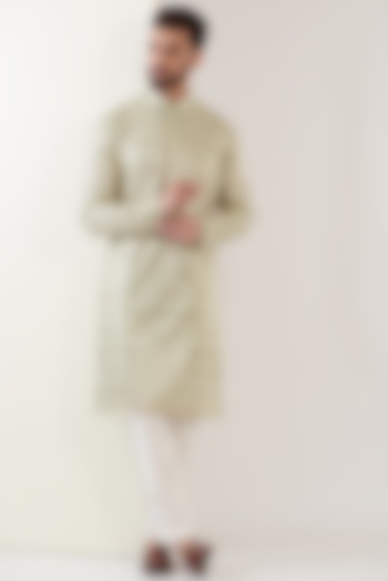 Green Georgette Embroidered Kurta by Kasbah Clothing