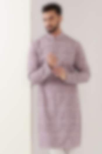 Lilac Silk Embroidered Kurta by Kasbah Clothing