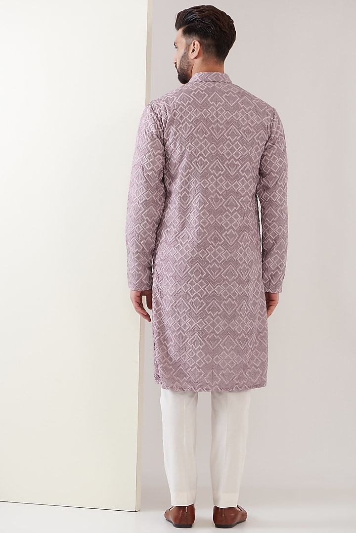 Lilac Silk Thread Work Kurta by Kasbah Clothing at Pernia's Pop Up Shop