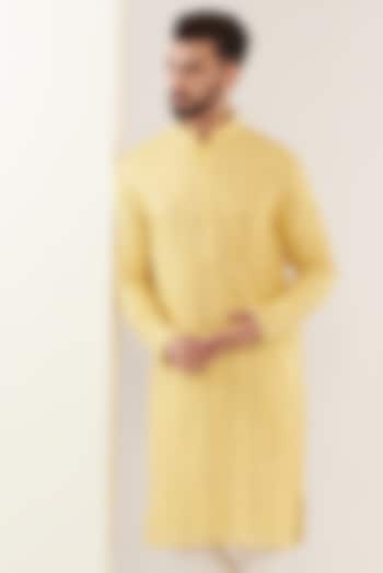 Yellow Georgette Embroidered Kurta by Kasbah Clothing