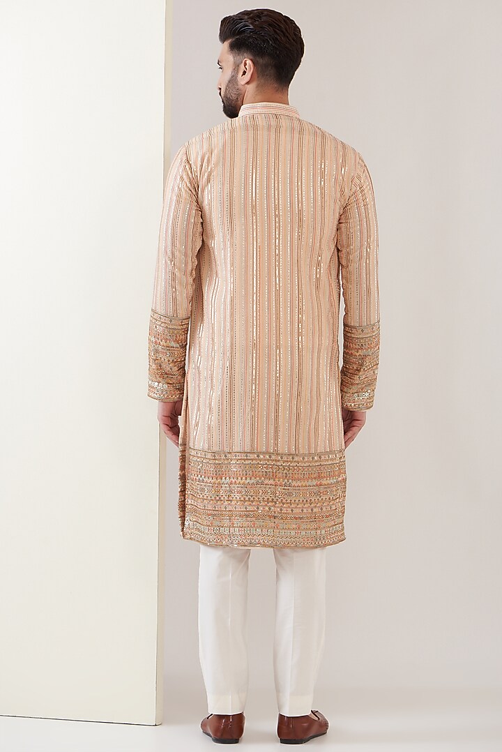 Pink Georgette Thread Embroidered Kurta by Kasbah Clothing at Pernia's Pop Up Shop