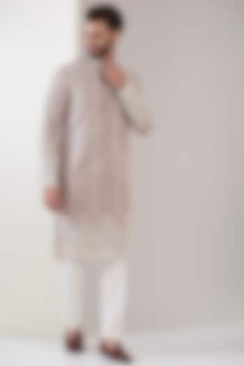 Onion Pink Georgette Thread Embroidered Kurta by Kasbah Clothing