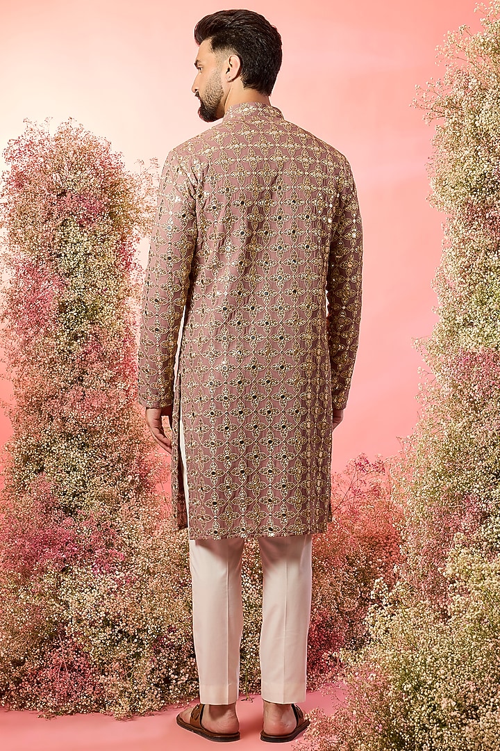 Purple Georgette Mirror Work Kurta by Kasbah Clothing at Pernia's Pop Up Shop