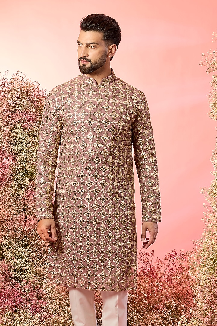 Purple Georgette Mirror Work Kurta by Kasbah Clothing at Pernia's Pop Up Shop