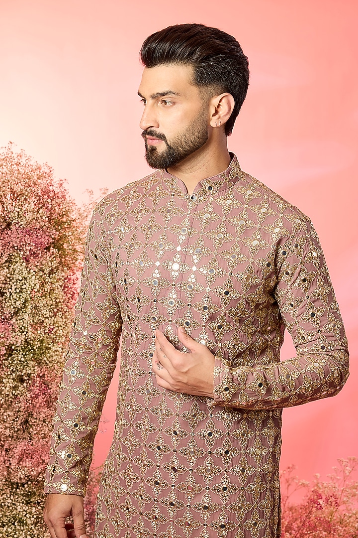 Purple Georgette Mirror Work Kurta by Kasbah Clothing at Pernia's Pop Up Shop