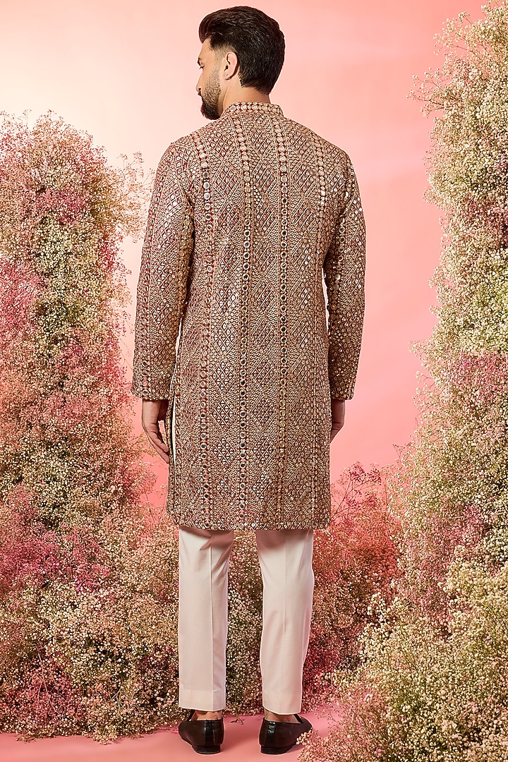 Maroon Georgette Mirror Work Kurta by Kasbah Clothing at Pernia's Pop Up Shop