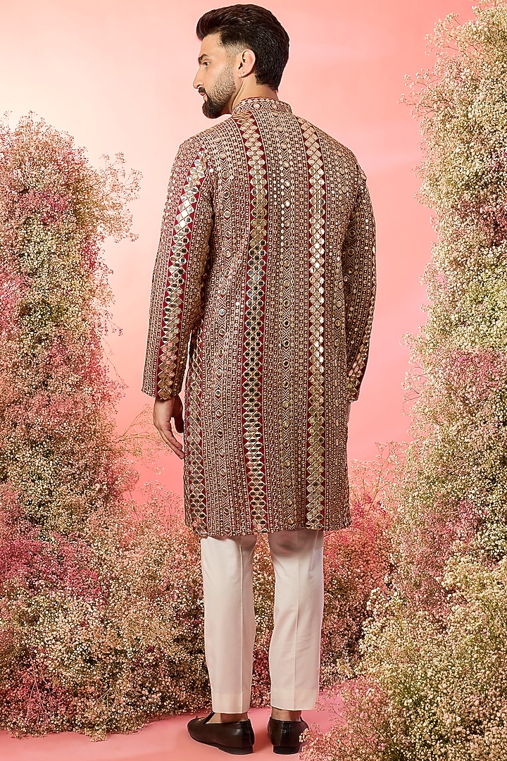 Maroon Georgette Mirror Work Kurta by Kasbah Clothing at Pernia's Pop Up Shop