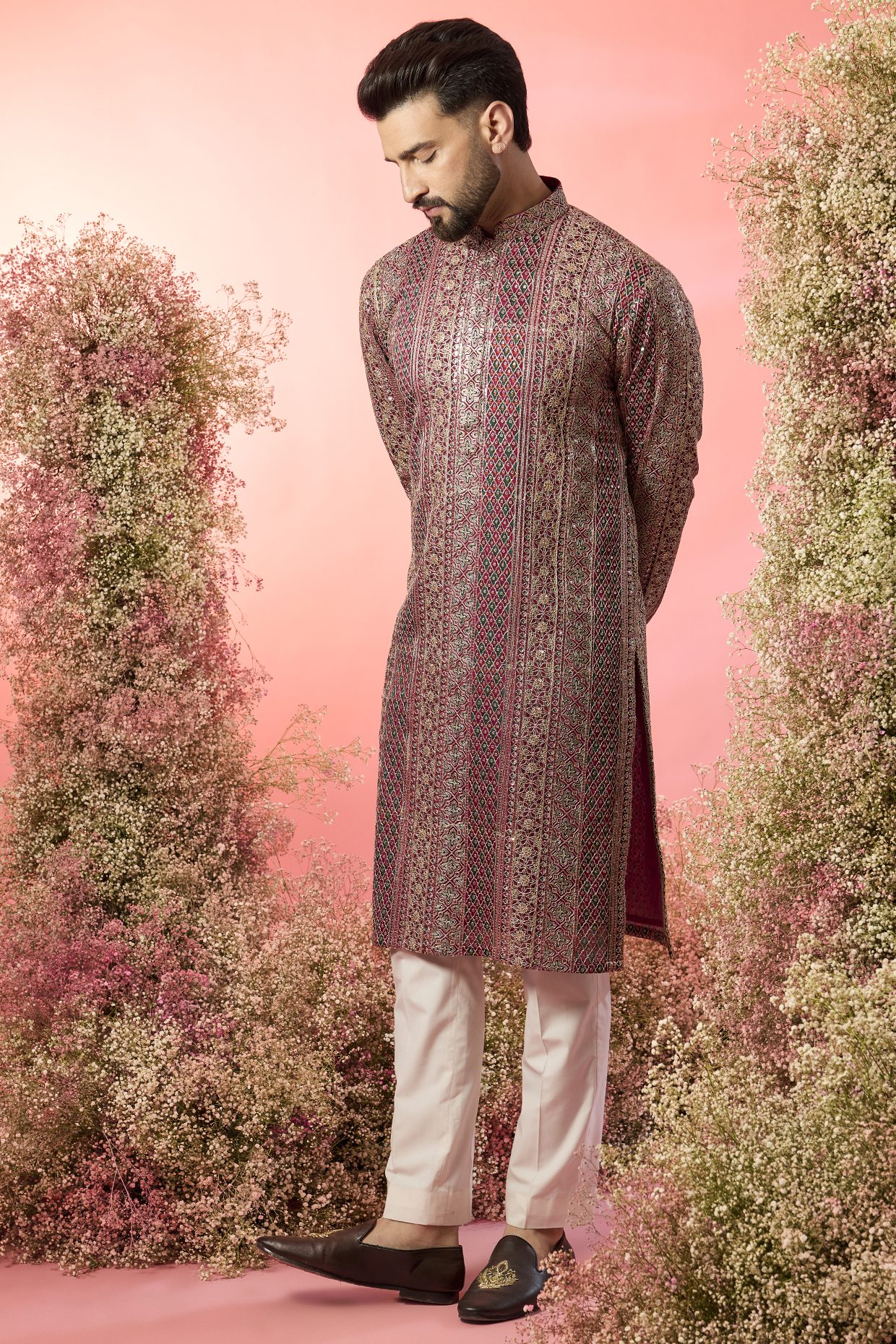Multi-Colored Georgette Zari Work Kurta by Kasbah Clothing