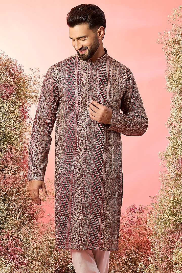 Multi-Colored Georgette Zari Work Kurta by Kasbah Clothing at Pernia's Pop Up Shop
