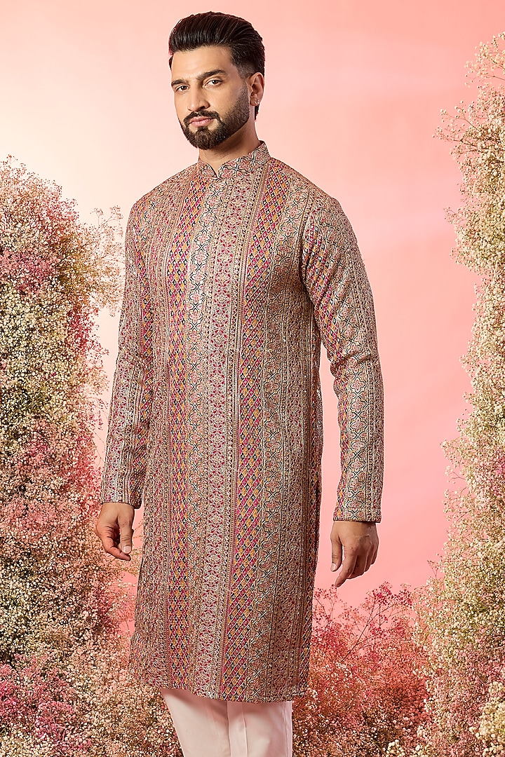 Multi-Colored Georgette Zari Work Kurta by Kasbah Clothing at Pernia's Pop Up Shop