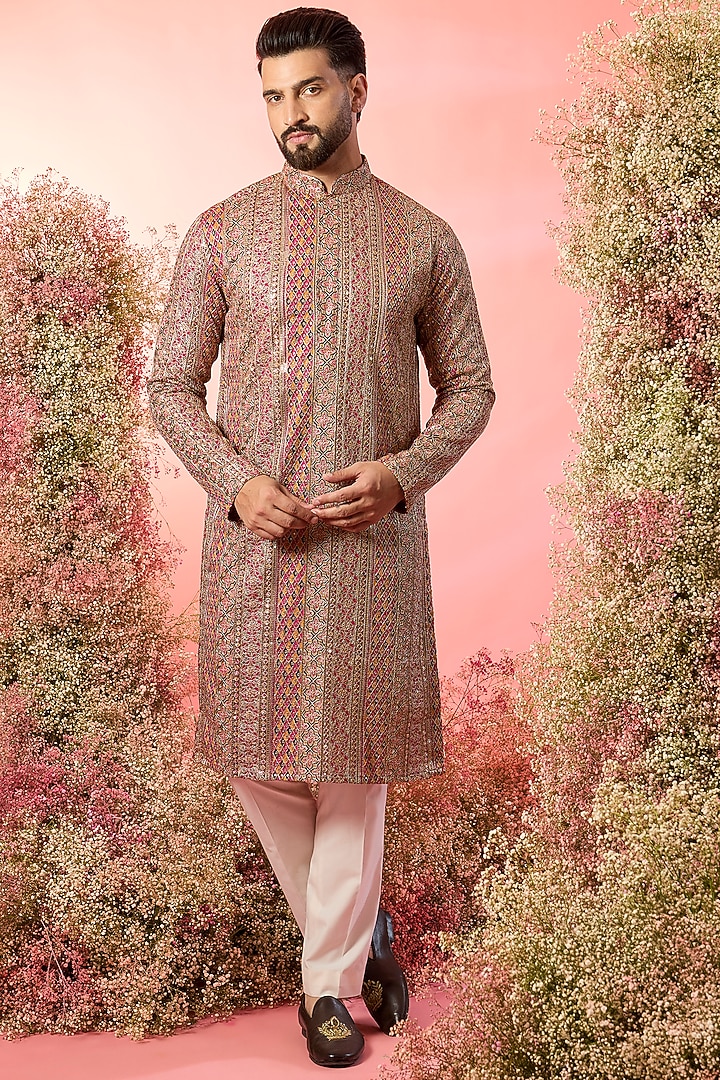 Multi-Colored Georgette Zari Work Kurta by Kasbah Clothing at Pernia's Pop Up Shop
