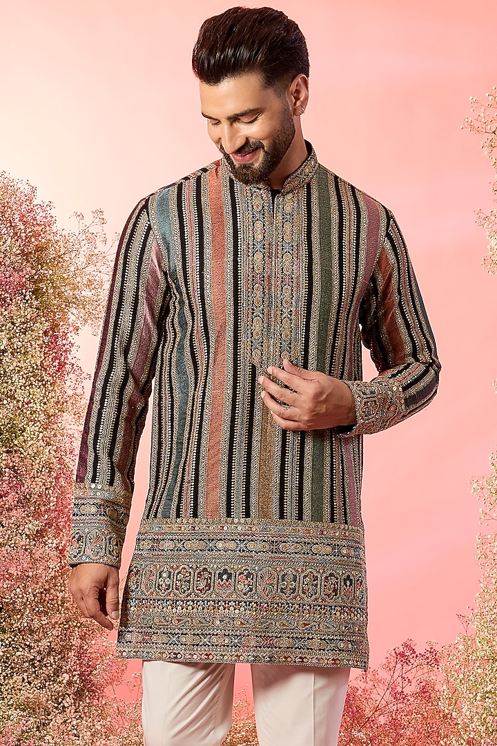 Multi-Colored Georgette Chikankari Work Short Kurta by Kasbah Clothing at Pernia's Pop Up Shop