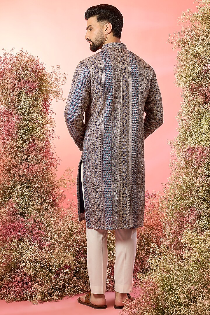 Purple Georgette Zari Work Kurta by Kasbah Clothing at Pernia's Pop Up Shop