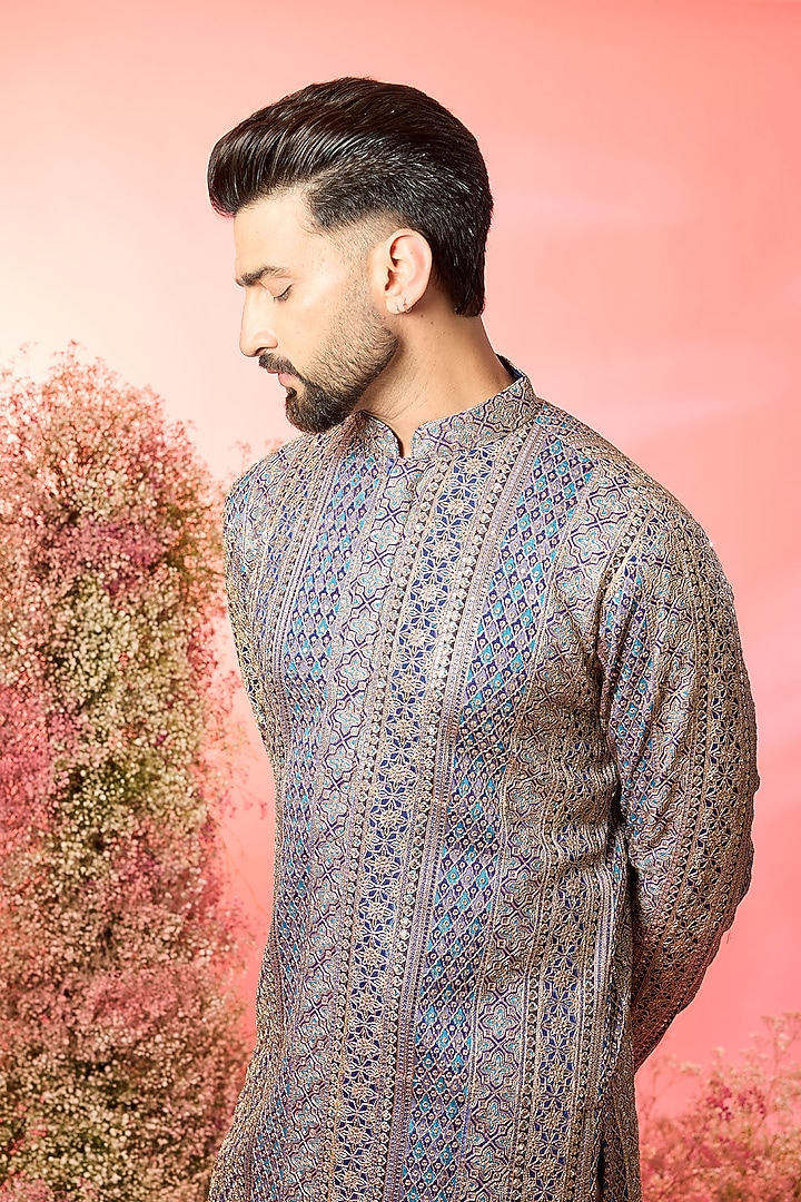 Purple Georgette Zari Work Kurta by Kasbah Clothing at Pernia's Pop Up Shop