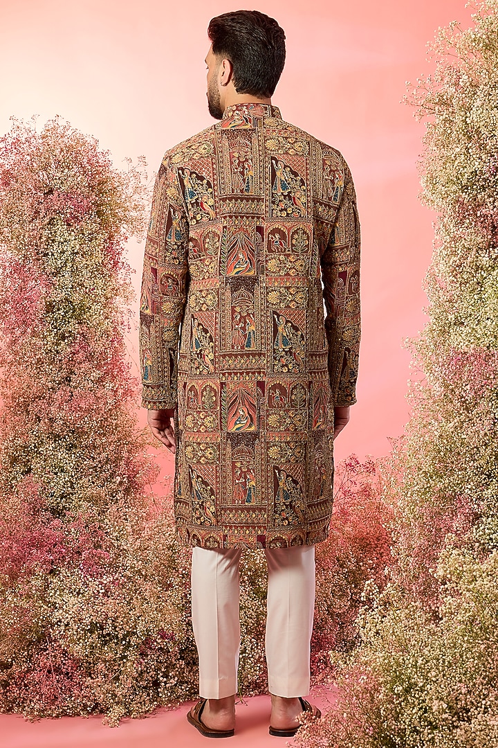 Mauve Georgette Aari Embroidered Kurta by Kasbah Clothing at Pernia's Pop Up Shop