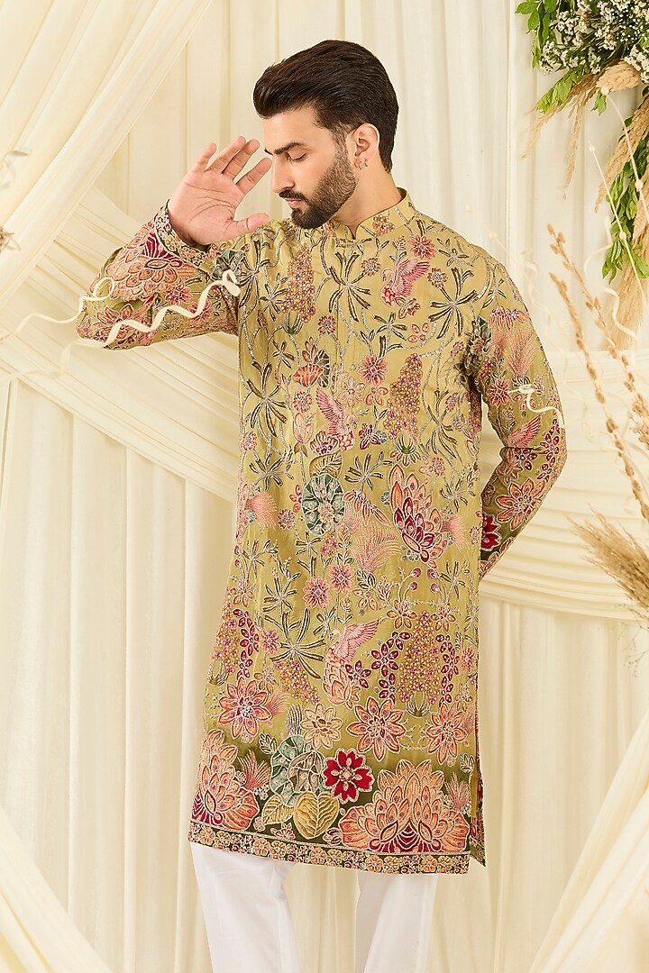 Multi-Colored Crepe Silk Printed Kurta by Kasbah Clothing at Pernia's Pop Up Shop
