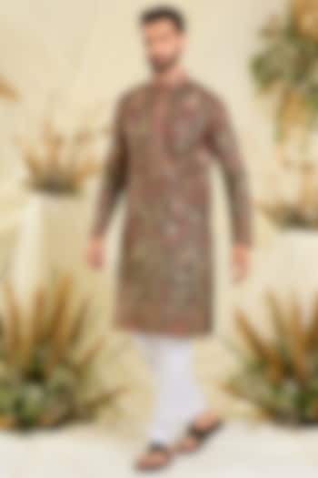 Black Georgette Threadwork Kurta by Kasbah Clothing at Pernia's Pop Up Shop