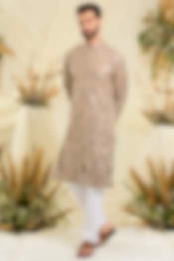 Brown Georgette Sequins Embroidered Kurta by Kasbah Clothing at Pernia's Pop Up Shop