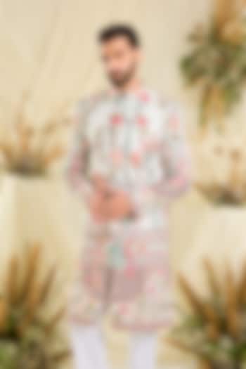 Ivory Silk Wedding Sherwani by Kasbah Clothing at Pernia's Pop Up Shop