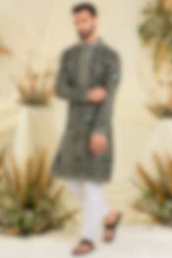 Black Georgette Embroidered Kurta by Kasbah Clothing at Pernia's Pop Up Shop
