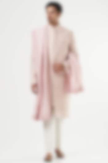 Blush Pink Embroidered Wedding Sherwani Set by Kasbah Clothing at Pernia's Pop Up Shop