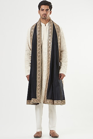 Black Embroidered Stole by Kasbah Clothing