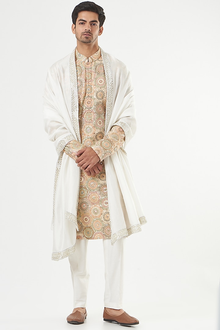 Ivory Embroidered Stole by Kasbah Clothing