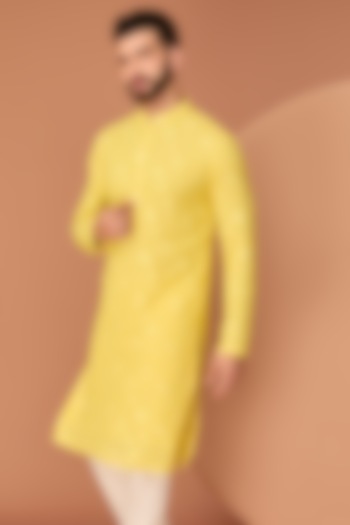 Yellow Georgette Thread Work Kurta by Kasbah Clothing at Pernia's Pop Up Shop