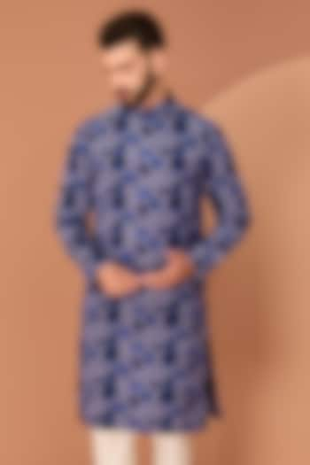 Navy Blue Silk Thread Work Kurta by Kasbah Clothing at Pernia's Pop Up Shop