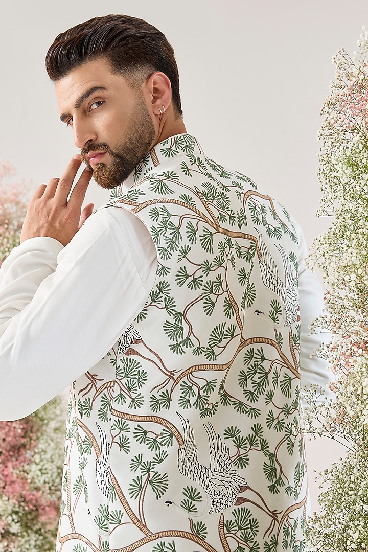 White Silk Long Open Jacket by Kasbah Clothing at Pernia's Pop Up Shop