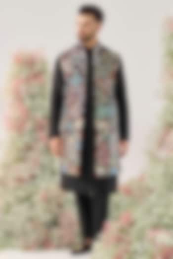 Wine Silk Long Open Jacket by Kasbah Clothing at Pernia's Pop Up Shop